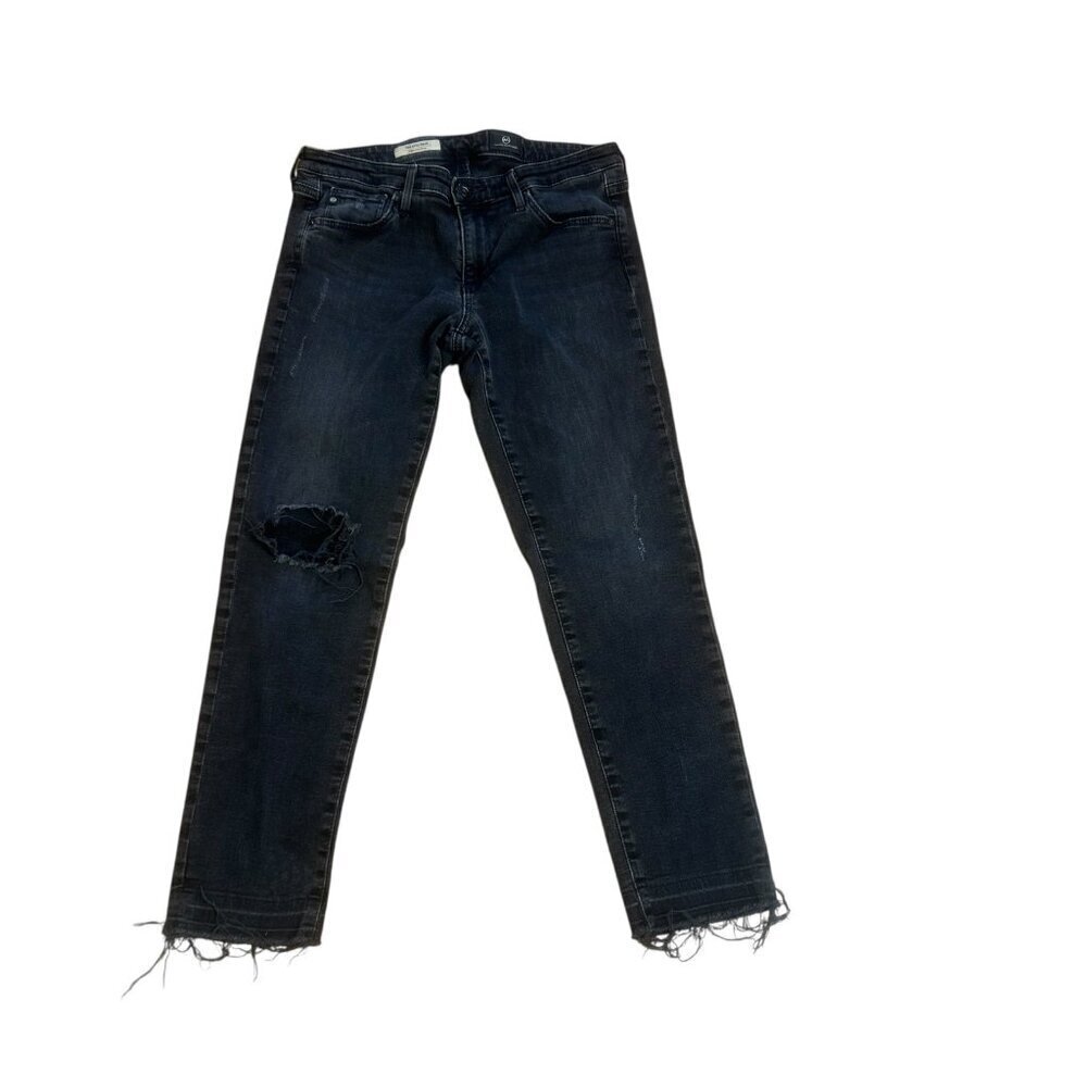 Adriano Goldschmied - AG Black The Stilt Cigarette Crop Jeans Distressed Size 27